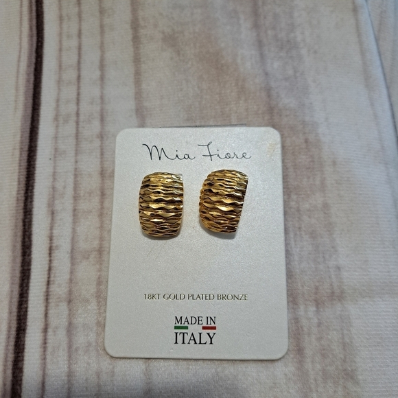 Mia Fiore Gold Plated Bronze Stud Earrings - Picture 1 of 8